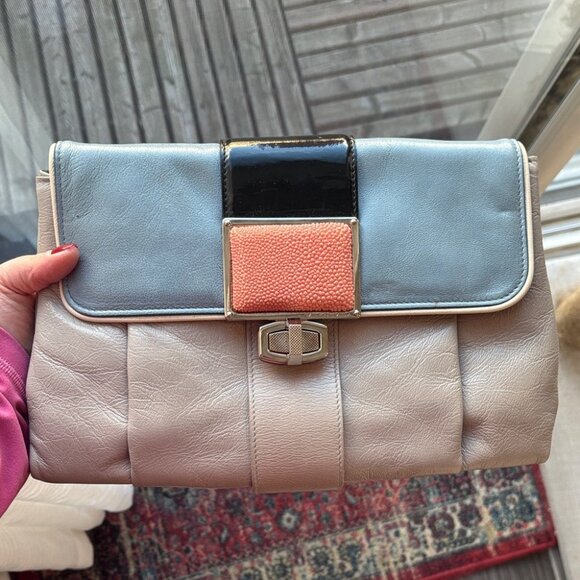 Balenciaga Multicolor Leather and Stingray Cherche Clutch - Picture 1 of 15